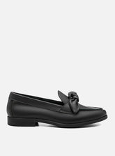 Mocassim em Couro Laço Preto